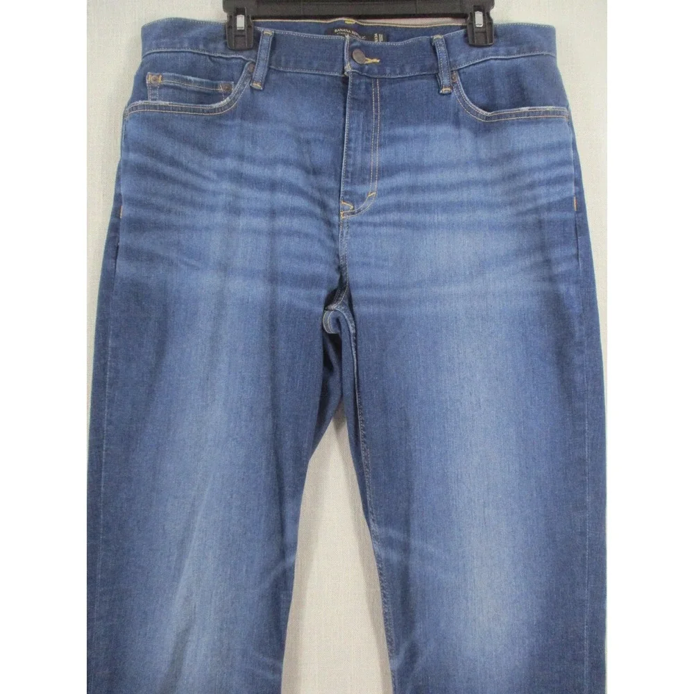 Banana Republic Mens 34x30 Rapid Movement Denim Straight Leg‎ Blue Jeans 7801